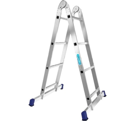Лестница алюминиевая Алюмет 2х3 ступеней двухсекционная шарнирная профессиональная T203