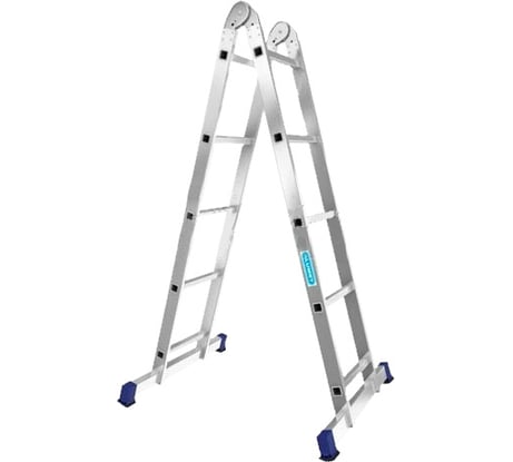 Лестница алюминиевая Алюмет 2х5 ступеней двухсекционная шарнирная профессиональная T205