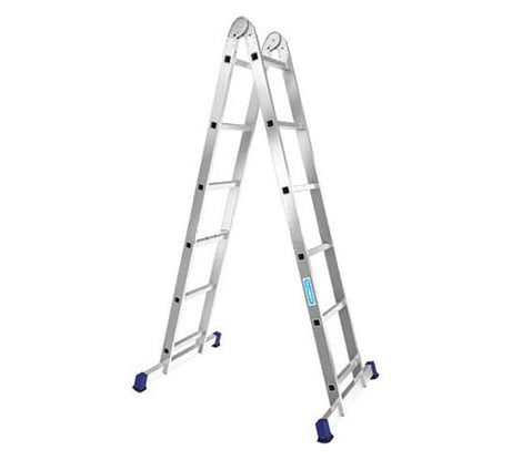 Лестница алюминиевая Алюмет 2х6 ступеней двухсекционная шарнирная профессиональная T206