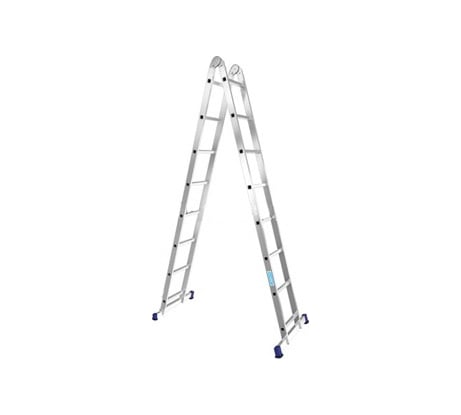 Лестница алюминиевая Алюмет 2х8 ступеней двухсекционная шарнирная профессиональная T208