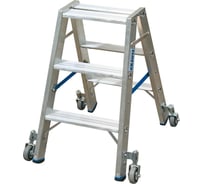 Двусторонняя стремянка с роликами Krause STABILO 2х3 ступеньки 124814