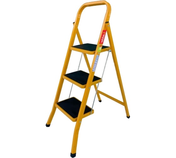 Стальная стремянка LadderBel 3 ступени с антискользящим покрытием, манго STR-ST-3WSRM-OR