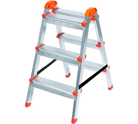 Двухсторонняя стальная стремянка Zalger 3x3 ступени 9901-03