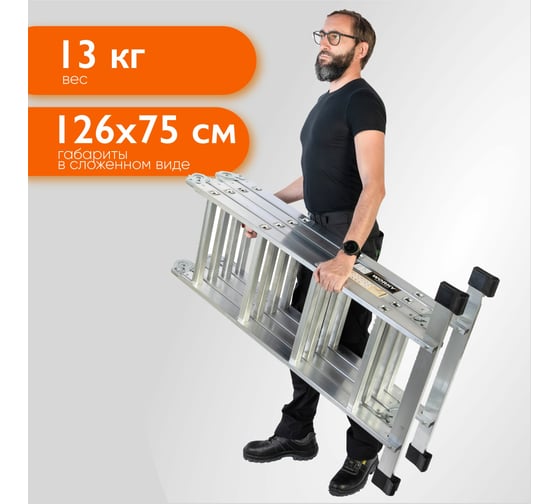 Лестница-стремянка 4x4 трансформер WORKY profi, высота 4.8 м ARD245800
