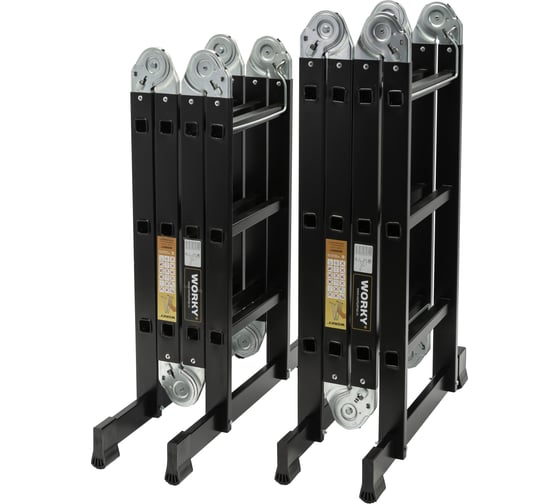 Лестница-стремянка 4x4 трансформер WORKY profi black, высота 4.8 м ARD257738