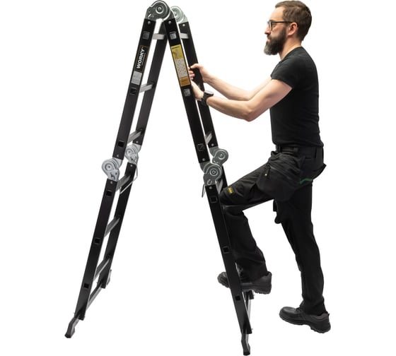 Лестница-стремянка 4x4 трансформер WORKY profi black с помостом, высота 4.8 м ARD257749
