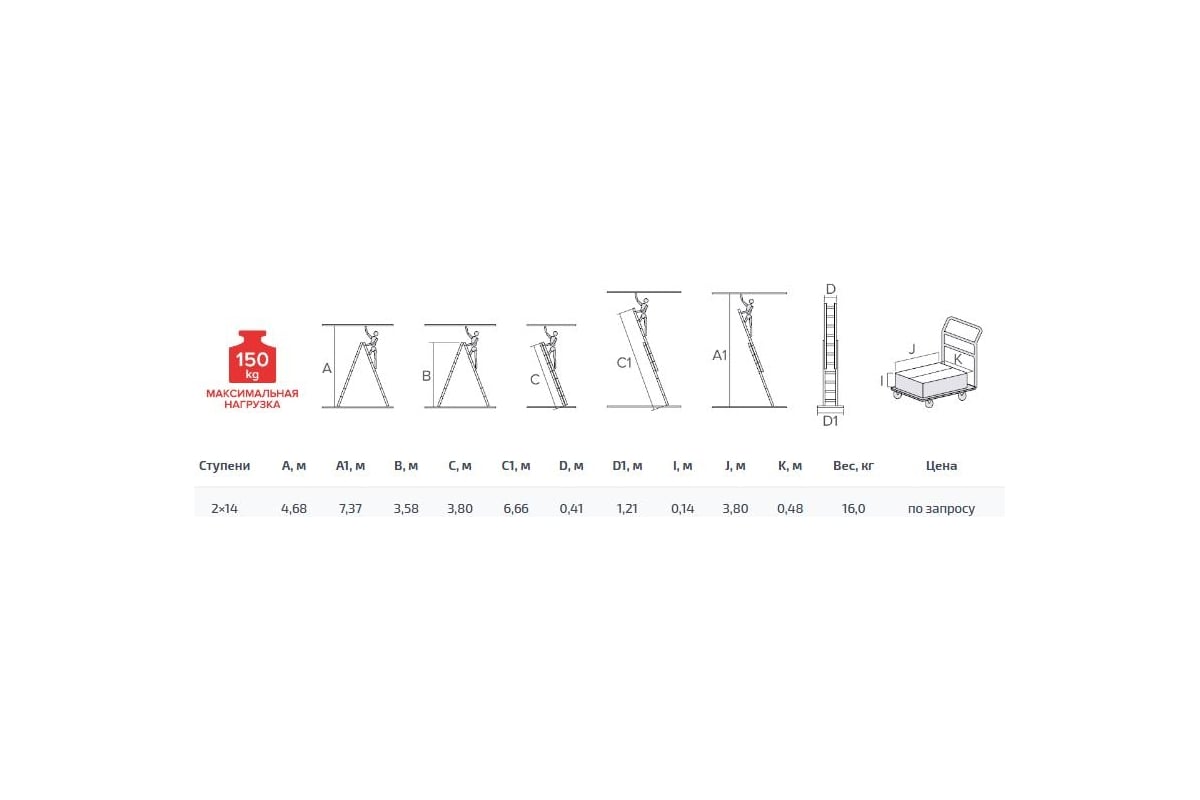 Двухсекционная лестница Новая Высота 2х14 604214 - выгодная цена, отзывы,  характеристики, фото - купить в Москве и РФ