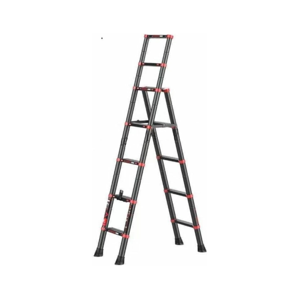 Телескопическая лестница-стремянка WORKY BLACK 4+5 ступеней, 1.1м+1.4м ...