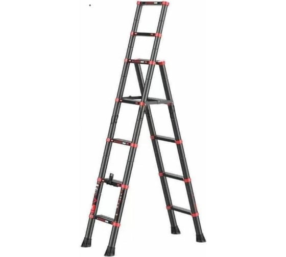 Телескопическая лестница-стремянка WORKY BLACK 4+5 ступеней, 1.1м+1.4м ARD257794