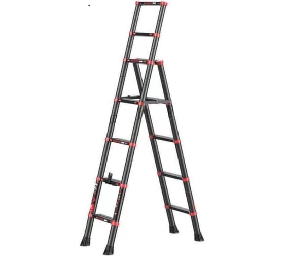 Телескопическая лестница-стремянка WORKY BLACK 6+7 ступеней, 1.7м+2м ARD257796 1