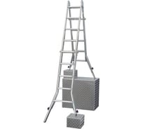 Шарнирная телескопическая стремянка KRAUSE STABILO 4х5 перекладины 133984
