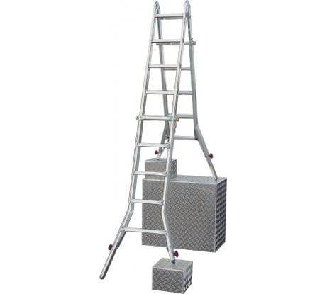 Шарнирная телескопическая стремянка KRAUSE STABILO 4х5 перекладины 133984