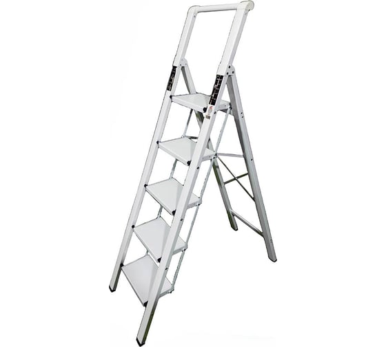 Алюминиевая стремянка SevenBerg calipso 5 широких ступеней белая Calipso-5 silver