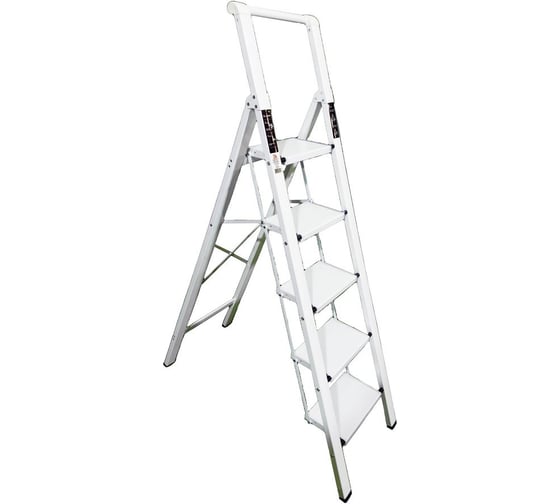 Алюминиевая стремянка SevenBerg calipso 5 широких ступеней белая Calipso-5 silver