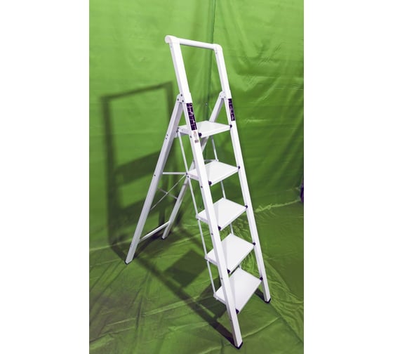 Алюминиевая стремянка SevenBerg calipso 5 широких ступеней белая Calipso-5 silver