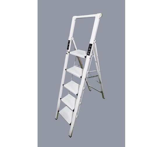 Алюминиевая стремянка SevenBerg calipso 5 широких ступеней белая Calipso-5 silver