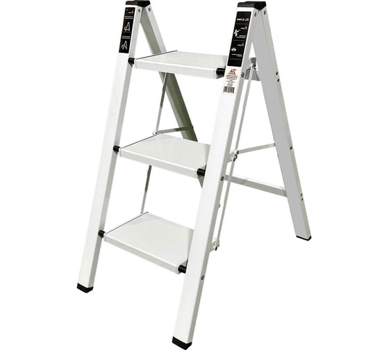 Алюминиевая стремянка SevenBerg milano 3 широкие ступени белая Milano-3 silver