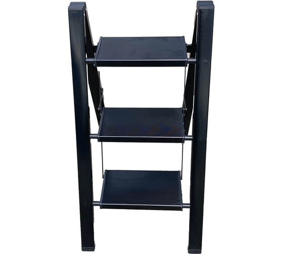Алюминиевая стремянка SevenBerg milano 3 широкие ступени чёрная Milano-3 black