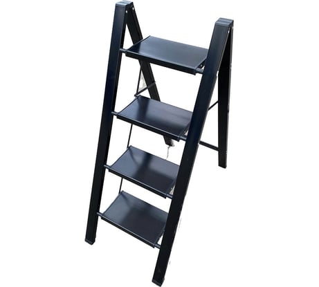 Алюминиевая стремянка SevenBerg milano 4 широкие ступени чёрная Milano-4 black