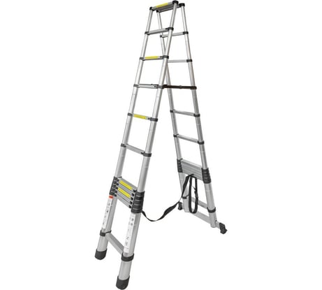 Телескопическая алюминиевая двухсекционная лестница-стремянка Forsage 3.5+3.5 м,12+12 ступеней F-UP350-2