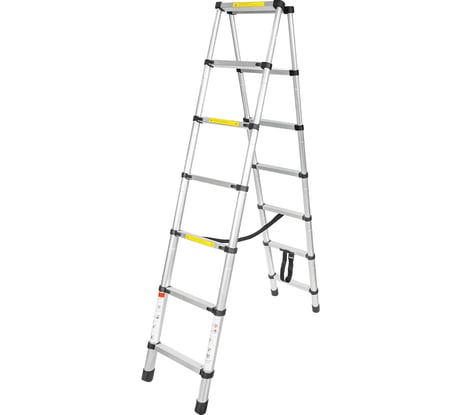 Телескопическая алюминиевая двухсекционная лестница-стремянка Forsage 2.0+2.0 м, 7+7 ступеней F-UP200-2