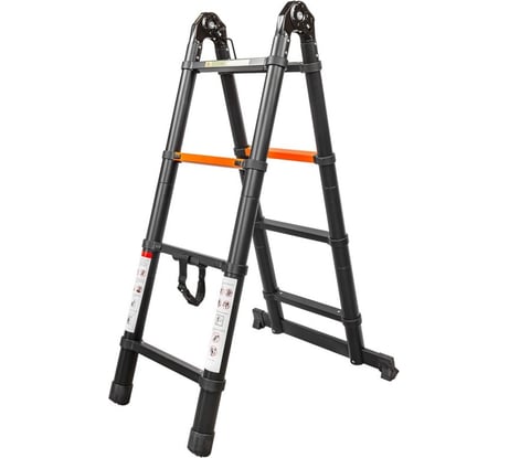 Телескопическая алюминиевая бытовая лестница-стремянка Rockforce 1.3+1.3 м, 4+4 ступеней RF-UP130-M 54184