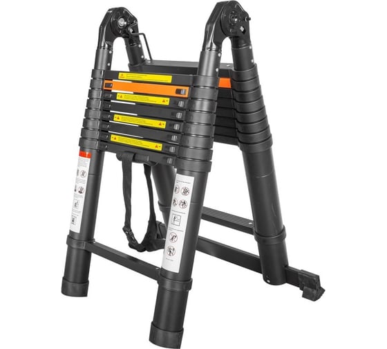 Телескопическая алюминиевая бытовая лестница-стремянка Rockforce 2.8+2.8 м, 9+9 ступеней RF-UP280-M