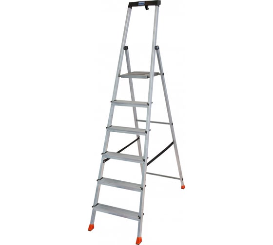 Свободностоящая стремянка Krause MONTO SAFETY 2К заглушки, 6 ступеней 128966