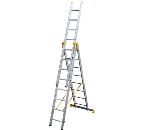 Лестница алюминиевая Алюмет 3х8 ступеней трехсекционная универсальная профессиональная P3 9308