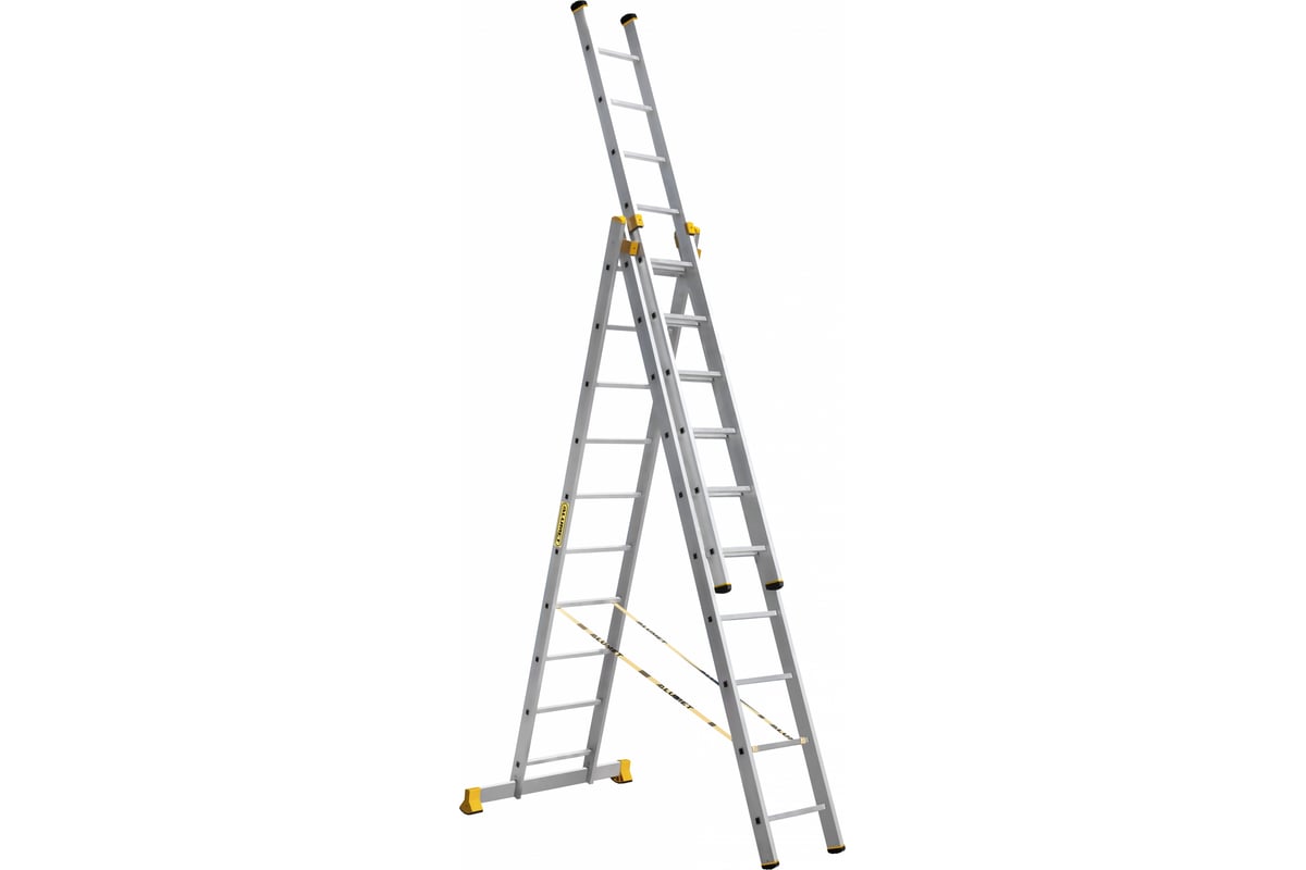 Алюминиевая трехсекционная профессиональная лестница Алюмет P3 9310 .