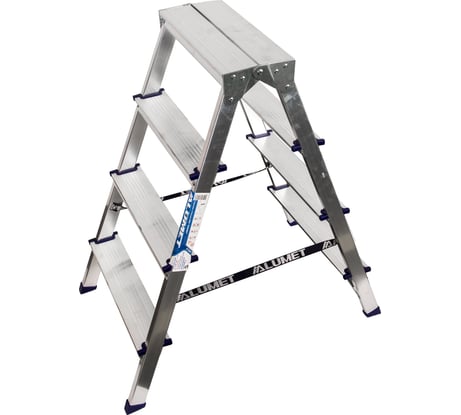 Двухсторонняя алюминиевая стремянка Алюмет 2х4 ступеней. Серия AD7204