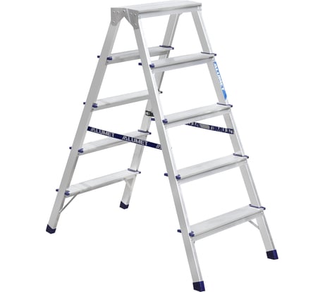 Двухсторонняя алюминиевая стремянка Алюмет 2х5 ступеней. Серия AD7205