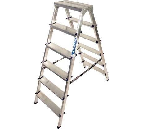 Двухсторонняя алюминиевая стремянка Алюмет 2х6 ступеней. Серия AD7206