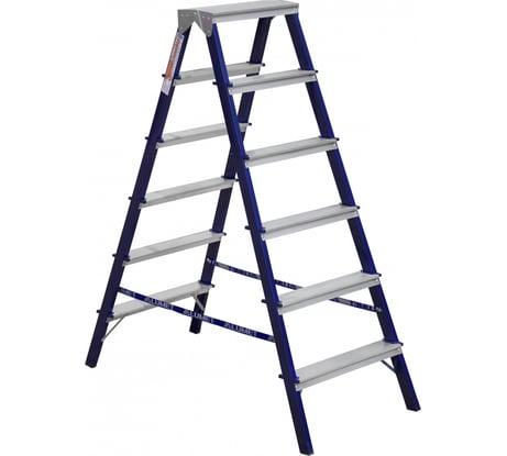 Двухсторонняя стальная стремянка Алюмет 2х6 ступеней. Серия MD8206