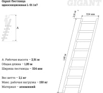 Односекционная лестница Gigant L-01 1х7 (Россия)