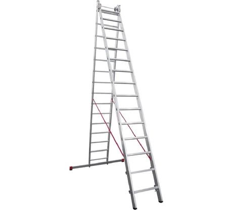 Алюминиевая двухсекционная индустриальная лестница Новая Высота 2х19 5220219