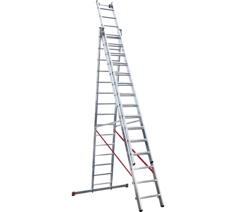 Алюминиевая трёхсекционная индустриальная лестница Новая Высота 3х15 5230315