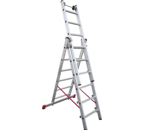 Алюминиевая трёхсекционная индустриальная лестница Новая Высота 3х6 5230306