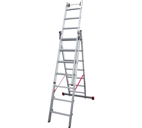 Алюминиевая трёхсекционная индустриальная лестница Новая Высота 3х8 5230308