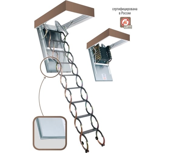 Металлическая огнестойкая лестница FAKRO LSF 60х120х300 см 860126