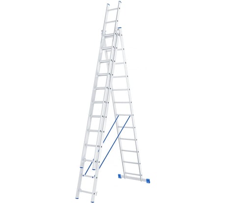 Алюминиевая трехсекционная лестница СИБРТЕХ 3х12 ступеней 97822