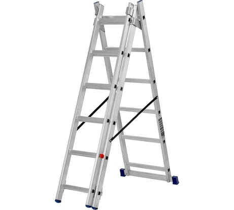 Алюминиевая трехсекционная лестница СИБРТЕХ 3х6 ступеней 97816