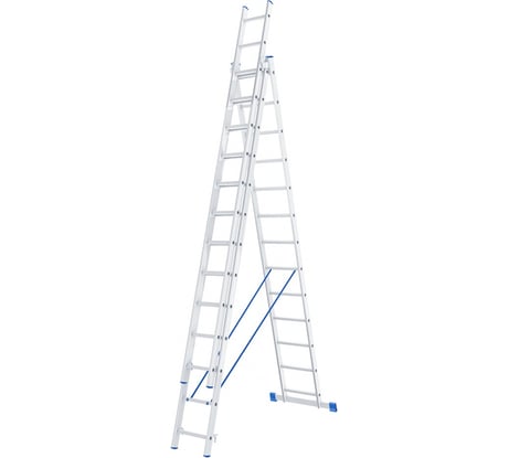 Алюминиевая трехсекционная лестница СИБРТЕХ 3х13 ступеней 97823