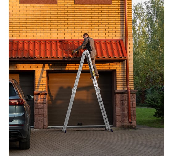 Шарнирная алюминиевая лестница СИБРТЕХ 4х5 97883