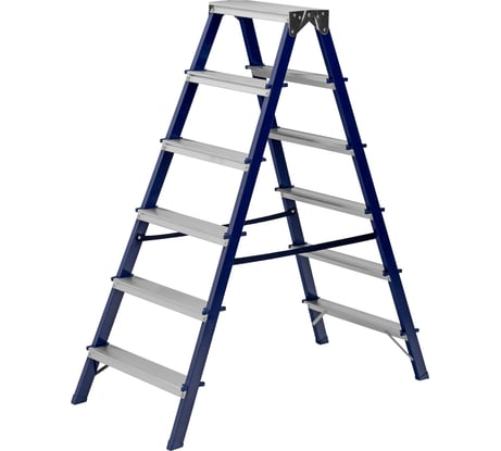 Стальная двусторонняя стремянка СИБРТЕХ 6 ступеней 97936