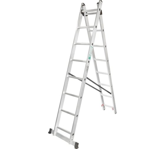Комбинированная двухсекционная лестница Forcekraft fk-bl-e211 max нагрузка 150 кг, 2x11ступенек, вес 9,1 кг 52854