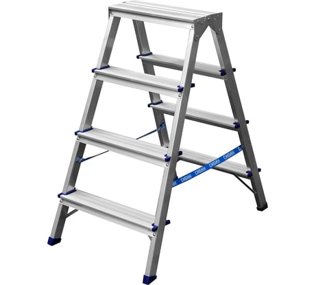 Двухсторонняя алюминиевая лестница-стремянка СИБИН 4 ступени 38825-04