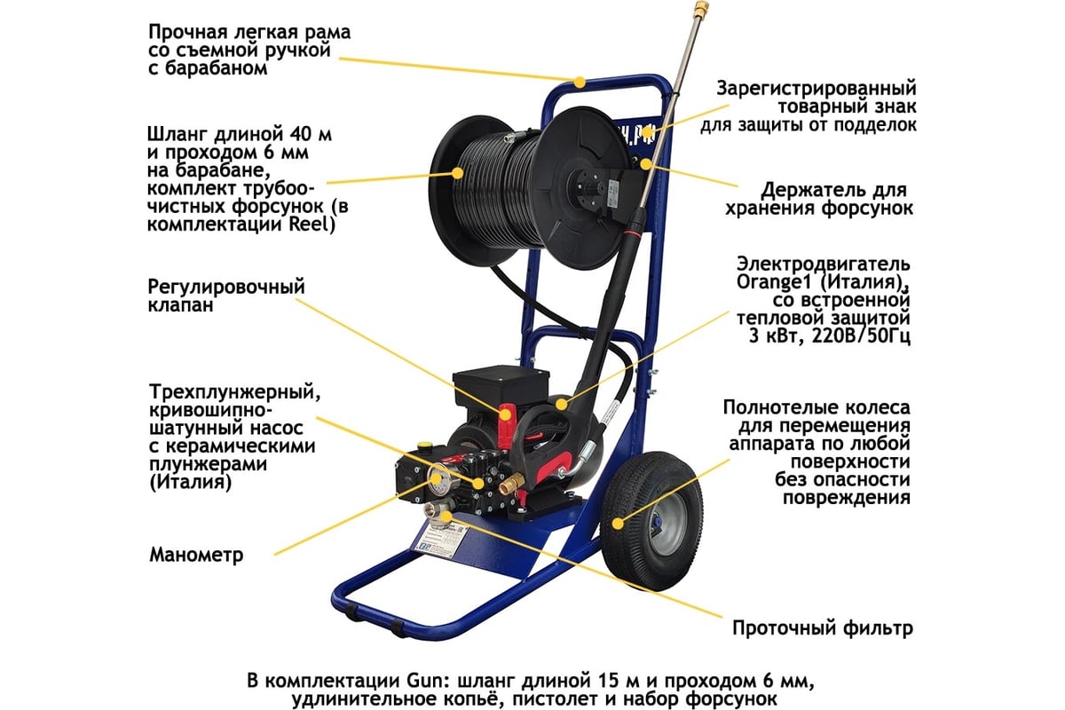 Мойка высокого давления Посейдон E3-180-9-AR-Gun