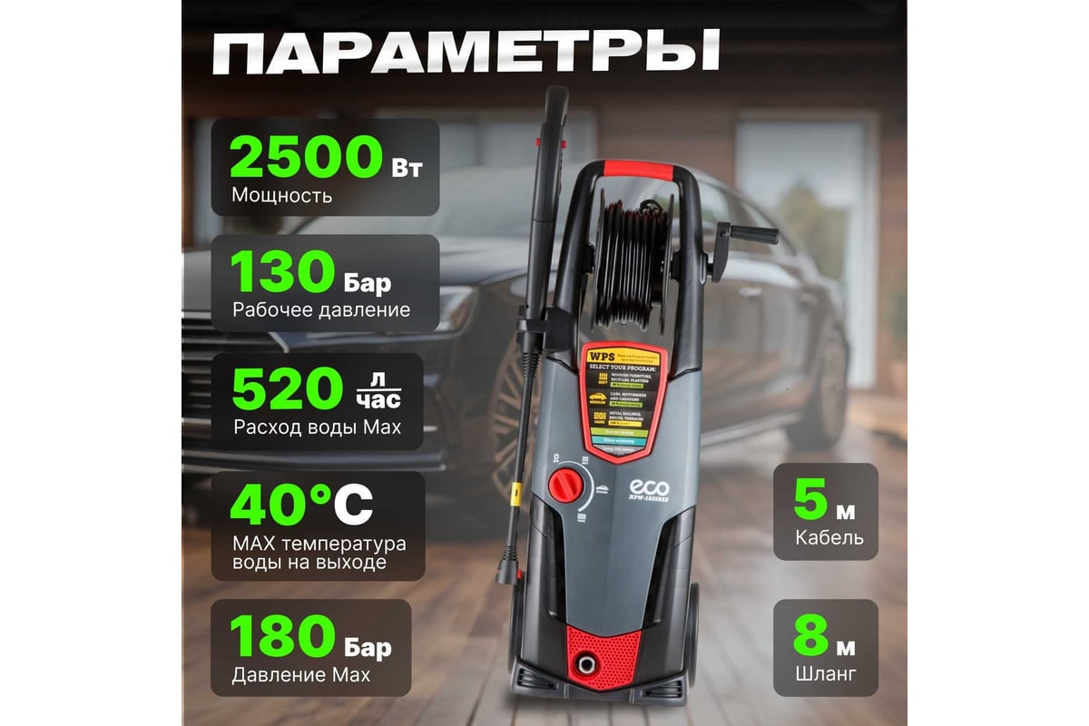 Мойка высокого давления ECO HPW1825RSE01 - выгодная цена, отзывы,  характеристики, фото - купить в Москве и РФ