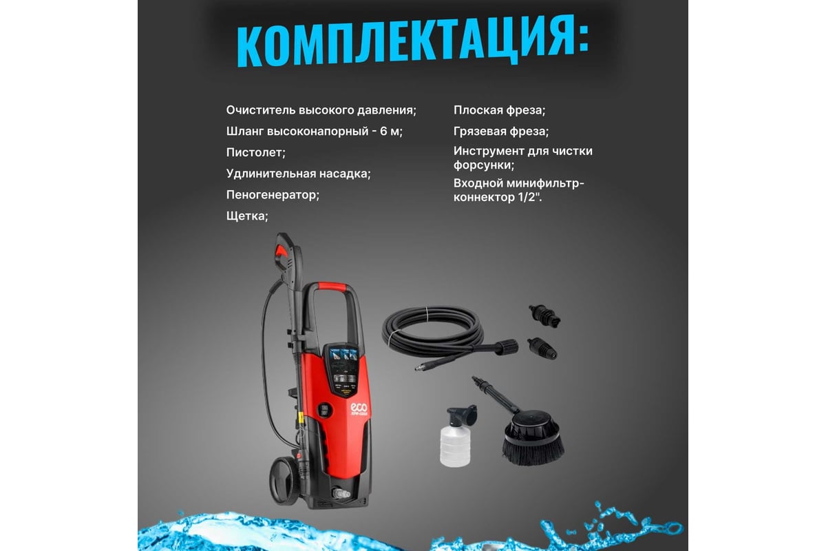 Мойка высокого давления ECO HPW1521S0001 - выгодная цена, отзывы,  характеристики, фото - купить в Москве и РФ